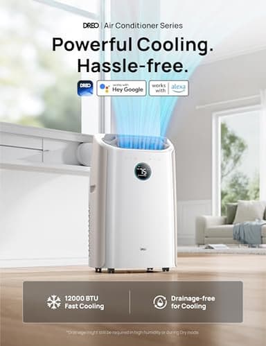 Dreo Portable Air Conditioners, 12,000 BTU AC Unit for Bedroom with Drainage-free Cooling, 46dB Quiet, APP/Voice/Remote, 24h Timer with Fan & Dehumidifier, Smart Standing AC for Room Indoors, AC515S - Image 7