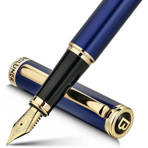 BEILUNER Blue Fountain Pen,Stunning Luxury Pens with 24K Gold Finish, Gorgeous 24K Gilded Nib(Fine), Trustworthy Pen Gift for Men&Women -Ink Converter-Elegant, Graduation,Nice Pen for Writing - Image 1
