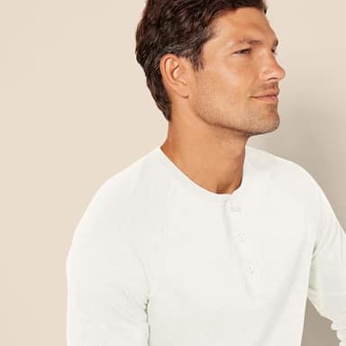 Amazon Essentials Men's Slim-Fit Long-Sleeve Henley Shirt, Oatmeal Heather, X-Small - Image 4