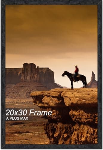 A PLUS MAX 20x30 Picture Frame, Black Engineered Wood Frame for 20 x 30 Inch Picture Poster Photo, Light Weight 20 by 30 Frame with Wood-grain for Wall - 1 Pack/Black/20 x30 - Image 1