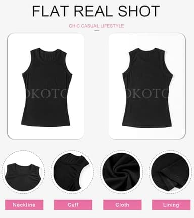 Dokotoo Womens Ladies Basic Ribbed Thick Strap Low Cut Solid Color Tight Slimming Fitted Sleeveless Shirts Sports Workout Long Tank Tops Activewear Tops Black L - Image 5