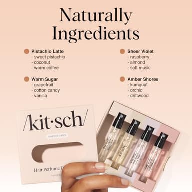 Kitsch Hair Perfume For Women (Discovery Set) - Pistachio Latte, Warm Sugar, Sheer Violet & Amber Waves - Patented Odor-Eliminating Technology, Hair Spray and Body Mist - 4 x 1.5ml - Image 6