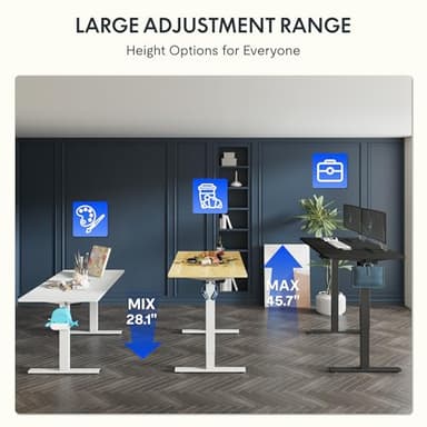 FLEXISPOT One-Piece Electric Standing Desk, 60 x 24 Inches Adjustable Desk with Seamless Desktop, Memory Controller Height Adjustment (Black Frame + Black Desktop, 2 Packages) - Image 3