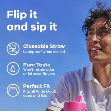 Hydro Flask Water Bottle - Insulated Stainless Steel - Wide Straw Lid, Non Spill, Leakproof in 40 Oz Surf Blue - Image 6