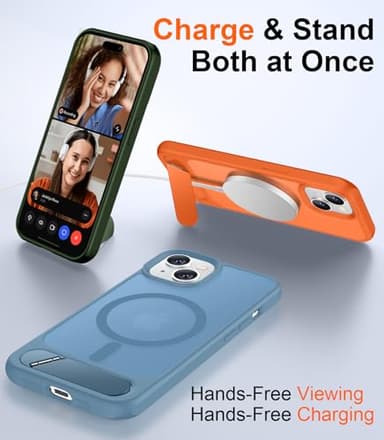 Temdan Magnetic Compatible with iPhone 14 Case/iPhone 13 Case,[Built-in Invisible Kickstand][Compatible with MagSafe][Military Grade Shockproof] Slim Translucent Matte Phone Case for iPhone 14/13 6.1" - Image 3