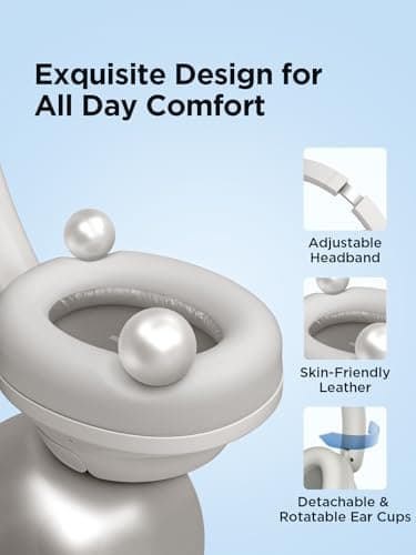 1MORE Wireless Bluetooth Noise-canceling Headphones - HQ31 SonoFlow SE Over-Ear Headphones with Hi-Res Audio, 90H Playtime, Clear Calls, Preset EQ Via App, Comfort for Home Office Travel(Oat White) - Image 6