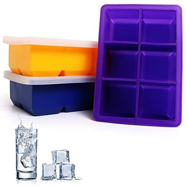 Excnorm Silicone Ice Cube Trays 3 Pack - Large Size Silicone Ice Cube Molds with Leak Proof Removable Lid Square Ice Cube Tray And BPA Free for Cocktail,Whiskey, Stackable Flexible Ice - Image 7