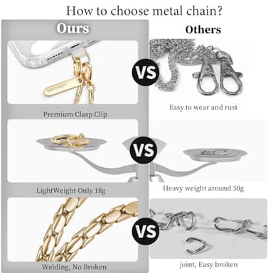 MOUTAKEY Phone Wrist Strap Metal Phone Chain Wristlet Strap Detachable iPhone Lanyard Wrist with 2 Tether Tabs iPhone Charm strap For Women girls Shopping Traveling Party Walking - Image 5