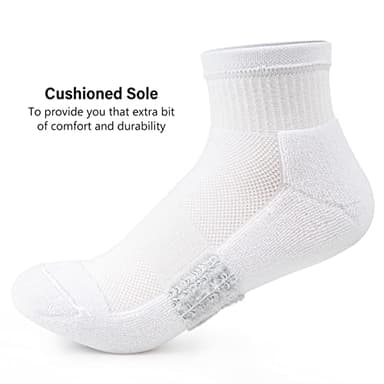 Gonii Ankle Socks Womens Athletic Thick Cushioned Running Hiking Crew Socks 5-Pairs (White) - Image 3