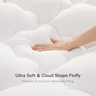 Belffin Pillow Top Mattress Topper King Size, Mattress Pad Cover with 8-21 Inch Deep Pocket, Bed Mattress Protector for Back Pain Relief Soft Breathable Overfilled Down Alternative Filling, White - Image 2
