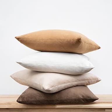 MONDAY MOOSE Decorative Throw Pillow Covers Cushion Cases, Set of 4 Soft Velvet Modern Designs, Mix and Match for Home Decor, Pillow Inserts Not Included (20x20 inch, Brown/Beige - Image 8