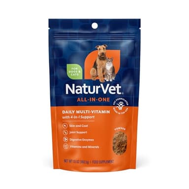 NaturVet All-in-One Dog Supplement - for Joint Support, Digestion, Skin, Coat Care – Dog Multivitamins with Minerals, Omega-3, 6, 9 – Wheat-Free Vitamins for Dogs – 13-Ounce Powder - Image 1