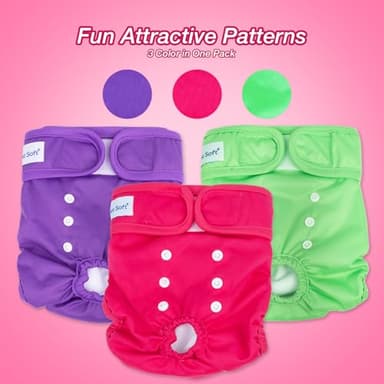 Pet Soft Washable Female Diapers (3 Pack) Female Dog Diapers, Comfort Reusable Doggy Diaper for Girl Dog in Period Heat (Classy, S) - Image 5