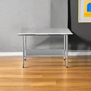 ROCKPOINT Stainless Steel Table for Prep & Work 24x48 Inches, NSF Metal Commercial Kitchen Heavy Duty Table with Adjustable Under Shelf and Table Foot for Restaurant, Home and Hotel - Image 2