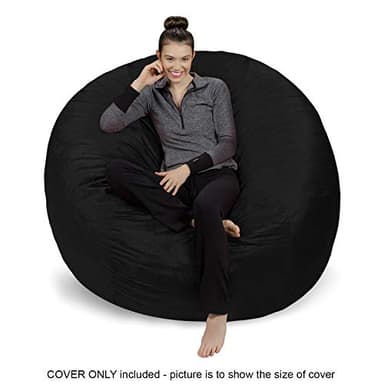 Sofa Sack Bean Bag Chair Cover Only, for Adults and Kids, Without Filling Comfy Fluffy Round or Oval Beanbag Chair Cover Replacement, Lazy Sofa Cover for Reading Chair or Floor Chair, 6-Feet, Black - Image 2