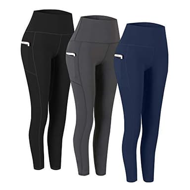 Fengbay 3 Pack High Waist Yoga Pants with Pocket Leggings Tummy Control Workout Running Yoga Leggings for Women - Image 1