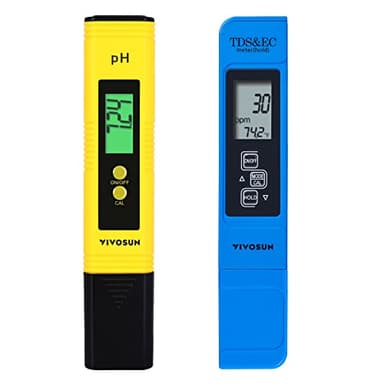 VIVOSUN Digital pH and TDS Meter Kits, 0.01pH High Accuracy Pen Type pH Meter ± 2% Readout Accuracy 3-in-1 TDS EC Temperature Meter for Hydroponics, Pool and Aquarium, Yellow Blue, UL Certified - Image 1