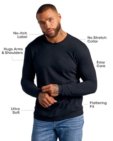 True Classic Mens Long Sleeve Thermal Tee Shirts - Crew Neck Long Sleeve Thermal T Shirt - Regular, Pack of 1, Variety, L - Image 2