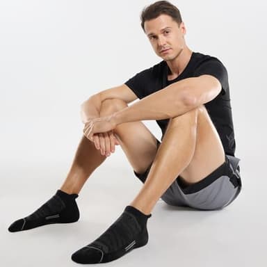 FITRELL 6 Pack Men's Ankle Running Socks Low Cut Cushioned Athletic Sports Socks, Shoe Size 9-12, Black+Gray - Image 8