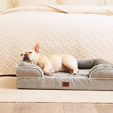 EHEYCIGA Orthopedic Dog Beds Large Sized Dog, Waterproof Memory Foam Pet Bed with Sides, Non-Slip Bottom Large Pet Bed with Washable Removable Cover, Grey - Image 8