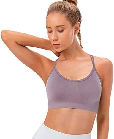 VEQKING Women's Cross Back Sports Bra Padded Strappy Medium Support Yoga Bra for Workout Fitness 3 Pack - Image 5