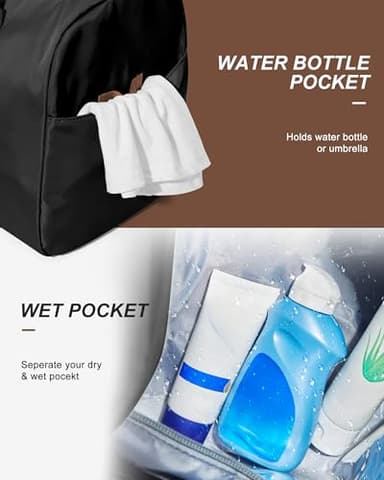 Gym Bag Womens Mens with Shoes Compartment and Wet Pocket Travel Duffel Bag for Women for Plane Sport Gym Tote Bags with Toiletry Bag Waterproof Weekend Overnight Carry on Bag Hospital Holdalls - Image 6
