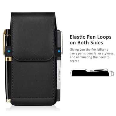 ACCKUO Leather Phone Holster with Strong Metal Belt Clip and Magnetic Closure Compatible with iPhone 16/15/14/13/12 Pro Max, Galaxy S25/S24/S23/S22 Plus & FE, L-Black - Image 6