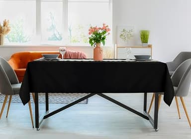 Utopia Kitchen 1 Pack 6 Foot Rectangle Table Cloth [90x132 Inches, Black] Stain and Wrinkle Resistant Tablecloth Washable Polyester Cover for Dining, Buffet Parties, Picnic and Weddings - Image 2