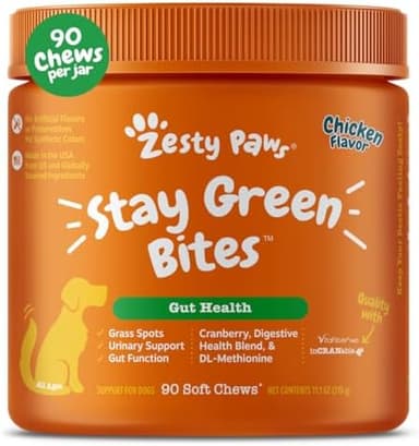 Zesty Paws Stay Green Bites for Dogs - Grass Burn Soft Chews for Lawn Spots Caused by Dog Urine - with Cranberry for Urinary Tract & Bladder - Chicken - 90 Count - Image 3