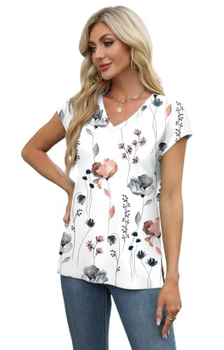 XIEERDUO Oversized T-Shirts for Women Cute Short Sleeve Tunic for Spring Going Out Tops Printed D XXL - Image 4