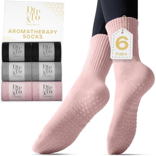 6 Pairs Pilates Socks with Grips for Women- Non Slip, Crew Yoga Socks for Pilates, Ballet & Barre Workouts,Christmas Gifts - Image 1
