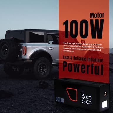 Tire Inflator Portable Air Compressor, 150PSI Portable Tire Inflator For Car, Air Pump for Car Tires with Tire Pressure Gauge Tools, 6000mAh Smart Pump Tire Inflator for Car, Motorcycle & Bike Pump - Image 7