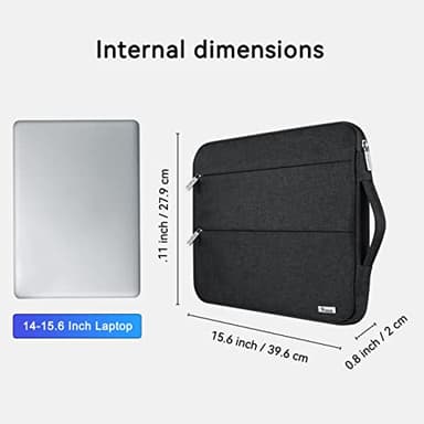 Voova 15.6 16 Inch Laptop Sleeve Case Compatible with MacBook Pro 16 M1/M2/M3/M4 Max 2019-2025, 15.6-16” Hp Lenovo Acer Asus, Waterproof Slim Computer Bag Cover with Handle, Black - Image 8