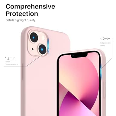 ORNARTO Compatible with iPhone 13 Case 6.1, Slim Liquid Silicone 3 Layers Full Covered Soft Gel Rubber Phone Case Protective Cover 6.1 Inch-Chalk Pink - Image 4