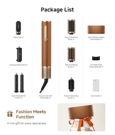 DREAME AirStyle Pro 7-in-1 Hair Styler & High Speed Dryer | Snap-on Attachments for Curling, Smoothing, Volumizing | Fast Drying, Frizz Control, Cool Shot | Luxury Leather Package - Image 10