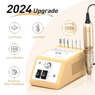 Jiasheng Professional Nail Drill, 20000rpm Electric Nail Drill Machine, Electronic Nail File Drills for Acrylic Nails Gel Nails Manicure Pedicure Tools for Salon Use Gold - Image 2