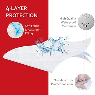 Pack and Play Mattress Pad Sheets Cover Waterproof, Soft Quilted Fit Graco Pamo Babe Pack and Play Mattress Protector 27" X 39", Baby Portable Mini Cribs and Foldable Mattresses Pad - Image 4