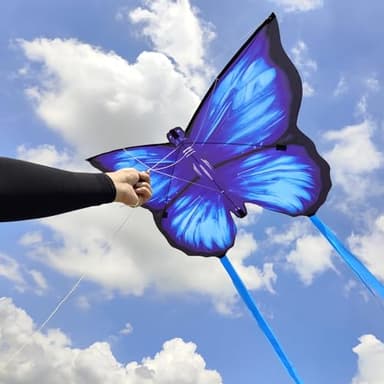 Simxkai 3 Pack Kites-Rainbow Delta Kite, Red Octopus, Blue Butterfly, Easy to Fly for Kids & Adults - Image 2