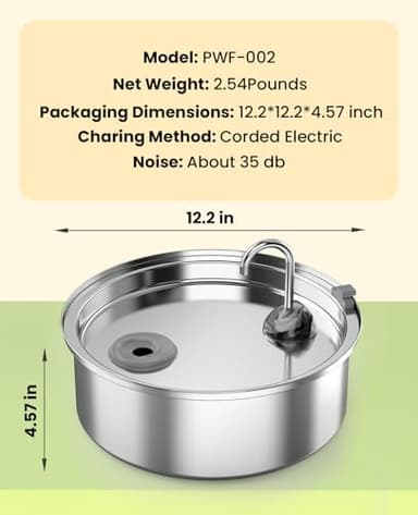 oneisall Dog Water Fountain for Large Dogs,7L/230oz/1.8G Stainless Steel Dog Fountain Bowl Super Quiet with Triple Filtration,Great for Large Dogs Cats and Multi-Pet Home - Image 8