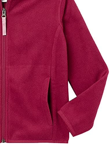Amazon Essentials Girls' Polar Fleece Full-Zip Hooded Lightweight Jacket, Cranberry Red, X-Small - Image 2