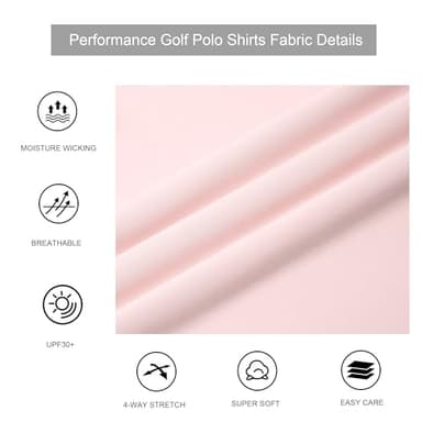 Alex Vando Mens Golf Shirt Moisture Wicking Quick-Dry Short Sleeve Casual Polo Shirts for Men,Lt Pink,M - Image 4