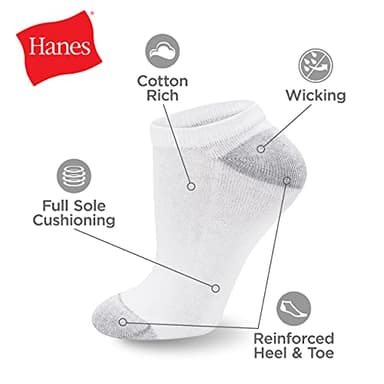 Hanes Womens Value Pack, No Show Soft Moisture-wicking Socks, Available In 10 And 14-packs, White - 10 Pack, 8-12 US - Image 3