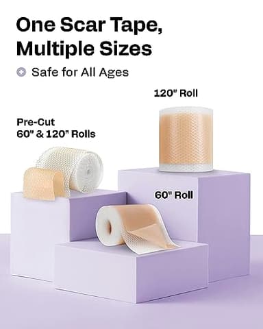 AWD Silicone Scar Sheets for Surgical Scars - Seamless Medical Grade Silicone Scar Tape for C Section, Tummy Tuck Tape - Silicone Skin Patches After Surgery Must Haves (1.6" x 60" Seamless Roll) - Image 8