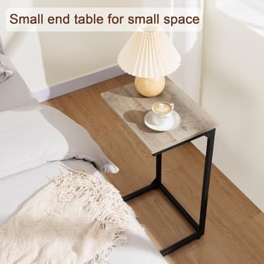 AMHANCIBLE C Shaped End Tables Set of 2, Couch Side Tables That Slide Under, TV Trays for Living Room, Bedroom, Small Space, Sofa, Grey HET02BGY - Image 8