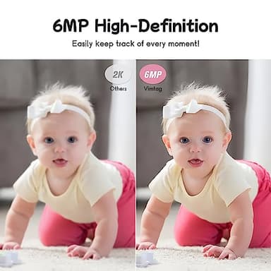 VIMTAG Baby Camera, 3.5K/6MP 360° Pan/Tilt Indoor 2.4G WiFi Camera for Pet/Dog/Home Security with Phone App/2-Way Audio/Night Vision, Human/Sound/Motion Detection, Support Alexa/Up to 512G TF Card - Image 2