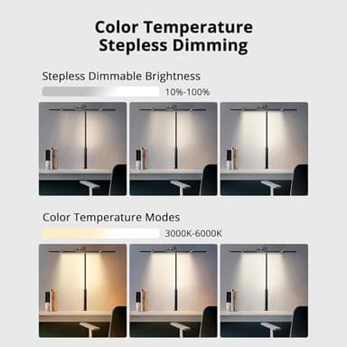 SUMOT LED Desk Lamp with Clamp, 24W Architect Light, Auto-Dimming, Stepless Brightness Control, Atmosphere Lighting for Home Office - Image 4