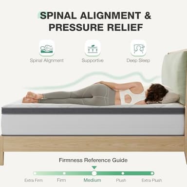 Novilla Full Mattress 10 Inch, Hybrid Full Mattress in a Box, Pocket Innerspring Pillow Top Mattresses for Motion Isolation, Mattresses Full Size Bed for Pressure & Pain Relief, Medium Firm Feel - Image 4