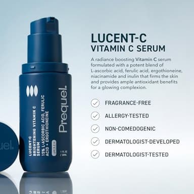 Prequel Skin Lucent-C, Vitamin C Serum for Face. Professional Facial L-Ascorbic Acid, Ferulic Acid Formula with Niacinamide. Clinical Skincare for Luminous Firm Skin. 1oz Pump - Image 2