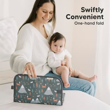 KeaBabies Portable Diaper Changing Pad, Easy Wipe Clean - Foldable Waterproof Baby Changing Mat for Diaper Bag, Compact, Lightweight, 25x13 Newborn, Infant, Baby Changer Travel Essential (Woods) - Image 6