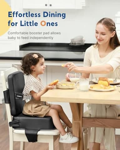 HOMEAL Booster Seat for Kitchen Chair - Toddler Booster Seat for Dining Table - Dining Seat with Adjustable Straps - Non-Slip Base & Breathable Fabric - Dark Gray - Image 2